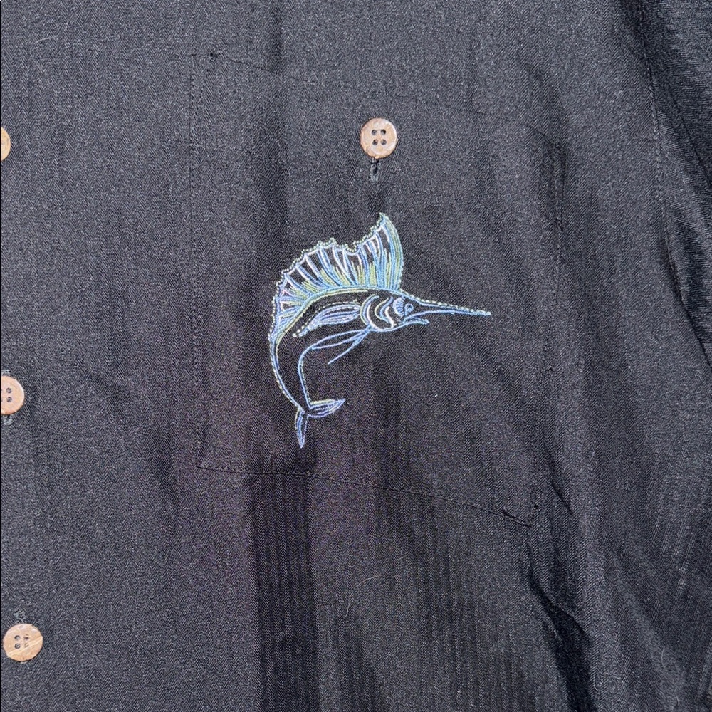 Weekenders Black Casual Button-Down Shirt with Marlin‎ Embroidery - Picture 3 of 5